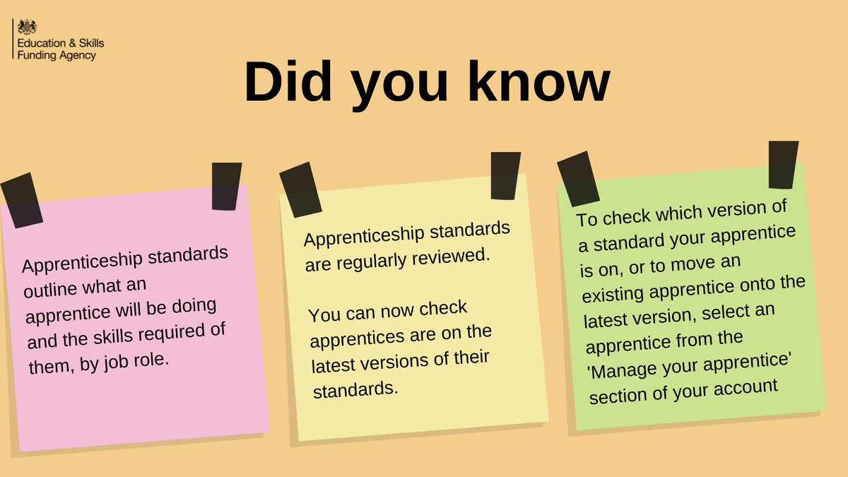 Employers: did you know #apprenticeship standards are regularly reviewed and when updated, they are given a new version number? Sign in to your #ApprenticeshipService account to check your apprentices are on the latest versions of their standards ➡️ …manage-apprenticeships.service.gov.uk