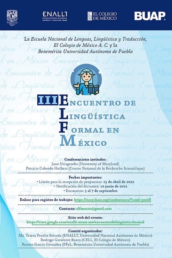 Para más información y consultar la convocatoria completa en el enlace:
👉 buff.ly/3GN50jQ
Fecha límite de registro de trabajos: 15 de abril de 2022