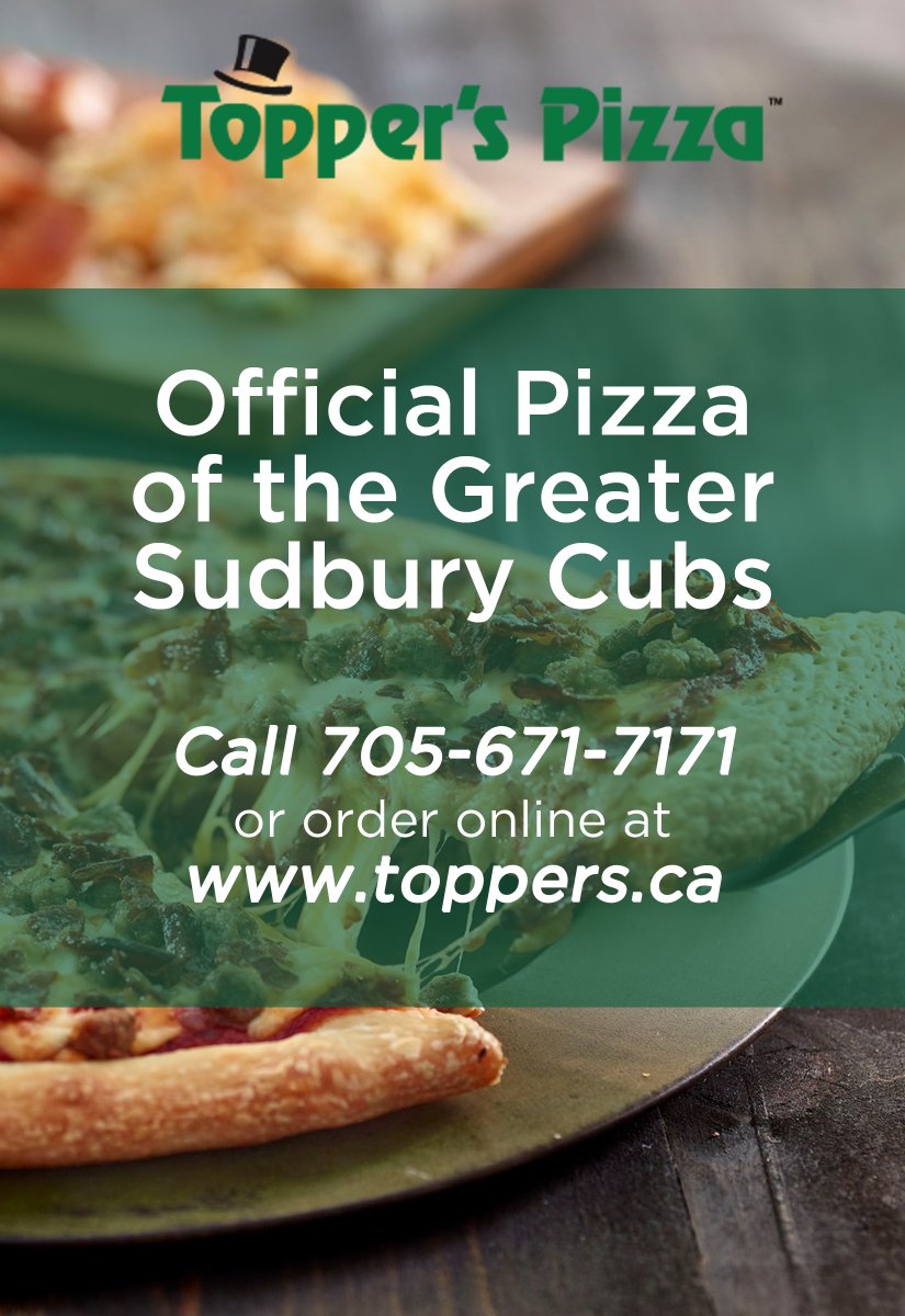 CubsNOJHL's tweet photo. FREE PERSONAL PIZZA TONIGHT TO THE FIRST 200 ADULTS!!  TOPPERS PIZZA is sponsoring tonight's game by giving away a FREE personal pepperoni pizza coupon!
$10 ADULT admin &amp; receive a $9 Toppers personal pizza voucher! 1 lucky FAN will win a $100 GIFT CARD from TOPPERS PIZZA https://t.co/p90MXDBjsr
