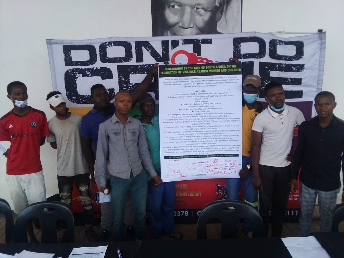 TakuwaniRiime's tweet photo. #MenSector of JB Marks Municipality in the North West Province present #MenChampioningChange Program and sign the Men’s Pledge with newly elected Men’s Sector leaders in Ventersdorp, Ward 32 supported by Cllr Tshepang. https://t.co/EZvbtgAlZd