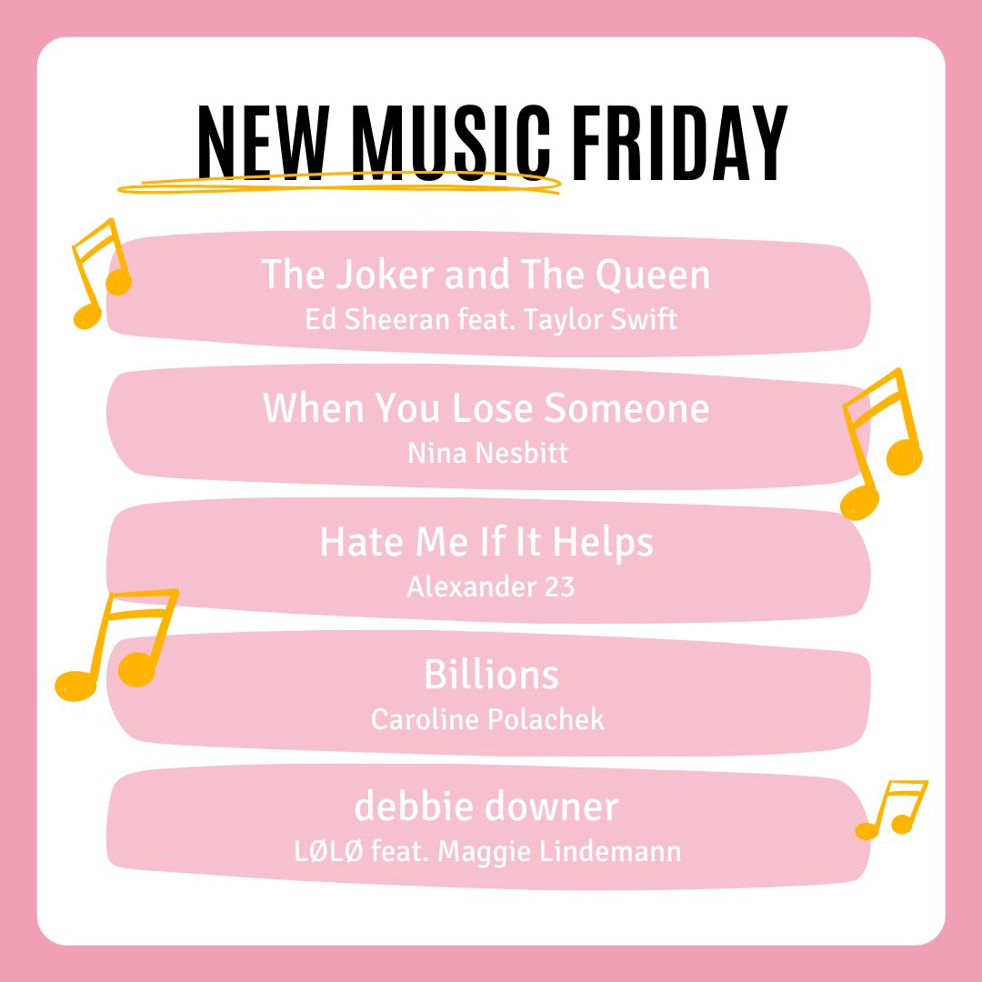 BritErickson7's tweet photo. Happy #NewMusicFriday! 🤩 So many great new songs being added to the playlist today! What are your faves? #humbercontent https://t.co/1Ep6fZgzxi