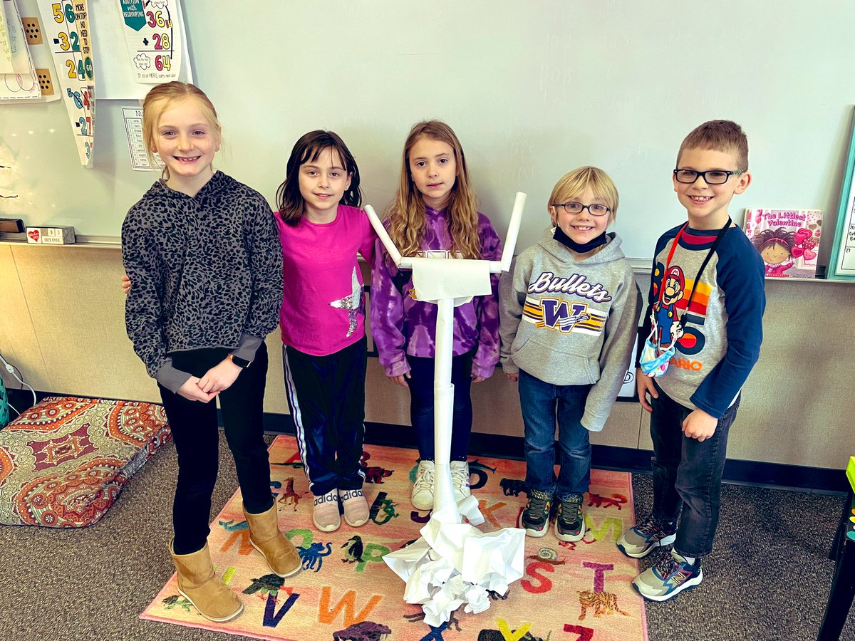 Mast_2nd's tweet photo. We were challenged to build the tallest goal post in 30 minutes using only paper and tape— the tricky part was it had to stand upright on its own! Lots of Super Bowl fun today requiring teamwork and communication!! 🏈 #bulletpride #connectses https://t.co/K8g37kssgN