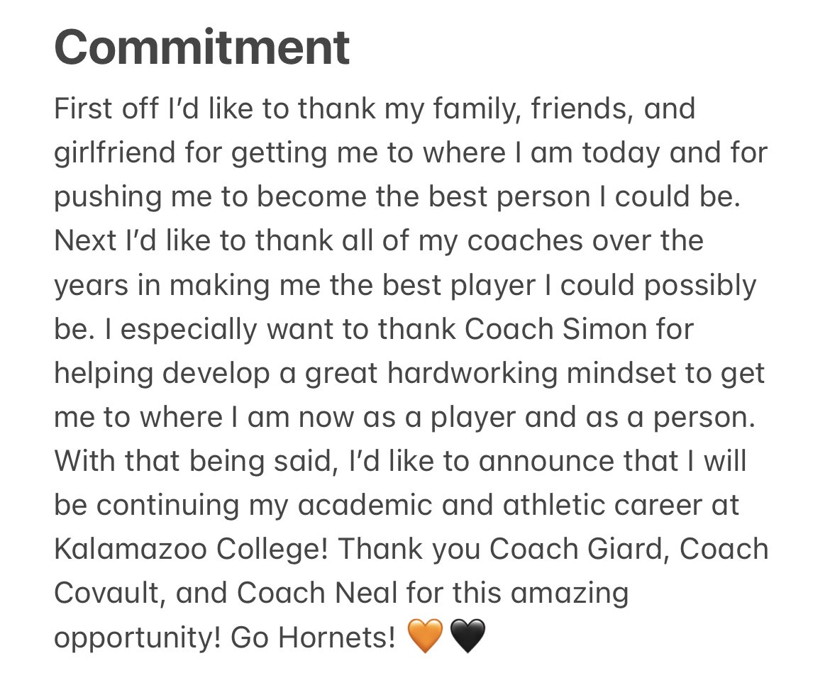 BandemerCarter's tweet photo. I’m very excited to announce that I will be continuing my academic and athletic career at Kalamazoo College! Thank you @CoachGiard and @bneal1019 for this amazing opportunity! Let’s get to work! #GoHornets 🧡🖤

@Howellbball @kzoombb @TheDZoneBBall https://t.co/wkctehpKhr