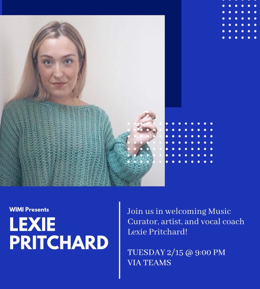 OU_WIMI's tweet photo. Join us on 2/15 at 9:00 PM via Teams for a mentor session with the amazing Lexie Pritchard, also known as the artist Alexandra! https://t.co/kugZ3QsTfb
