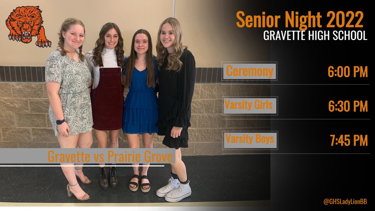 GHSLadyLionBB's tweet photo. Senior Night at Gravette.  Tonight we honor four of the most Outstanding young ladies you will ever meet! https://t.co/YvaP5HujNr