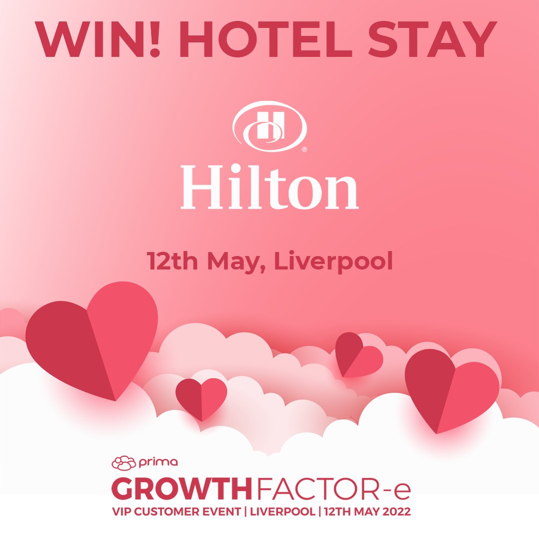 Roses are red, Violets are blue, we've got something very special for you!💖 

Prima customers can win a night stay for 2 at Hilton, Liverpool on 12/5/22 the evening of our VIP Customer Day, GROWTHFACTOR-e.

Visit our Facebook page for more info! 

#ValentinesDay #Valentines