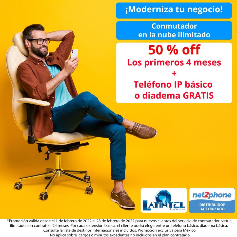 ¡Moderniza tu negocio con el conmutador en la nube de <a href="/net2phone_mx/">net2phone México 🇲🇽</a>! Aprovecha esta increíble promoción hasta el 28 de febrero!
#conmutador #nube #promoción