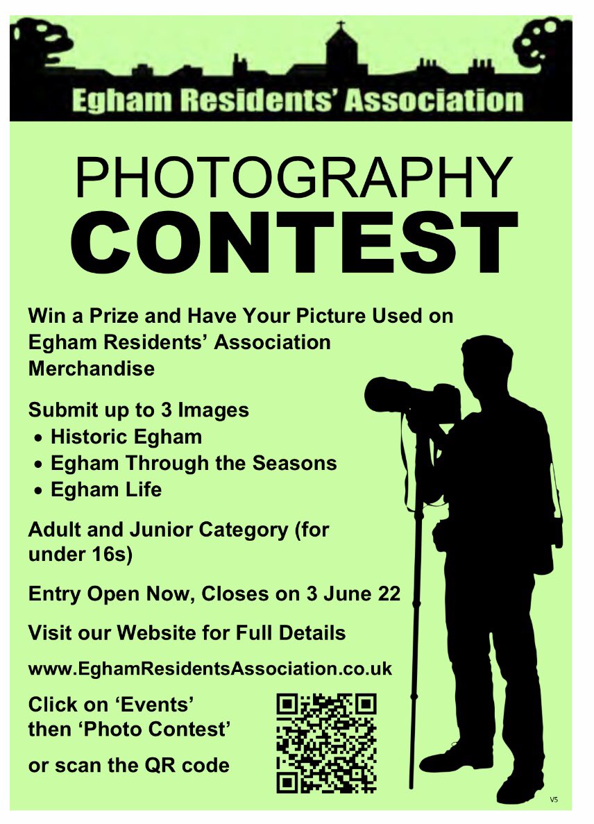 EghamResAssoc's tweet photo. 🔊Calling all keen photographers 📸 scan the QR code to enter our competition and get the chance to win a free meal for 4 at The Red Lion 🍽 PLEASE RETWEET and spread the word! @EghamLib @AtTheLit @EghamMuseum @RHVolunteering @WFCGlv @stjohnsegham @RunnymedeBeat @RHUL_Library https://t.co/E4NCKsBRCy