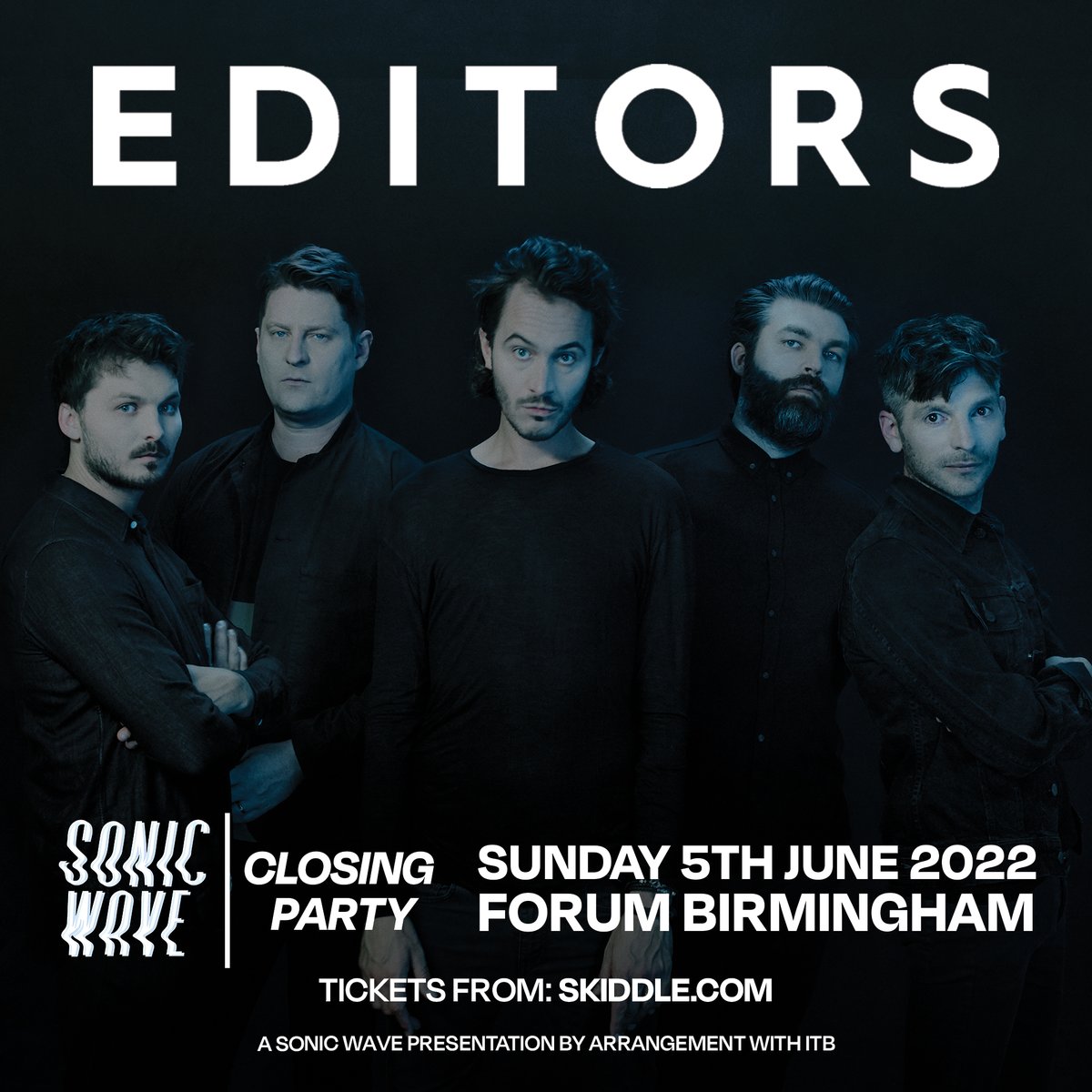 We are thrilled to announce Birmingham indie legends @editorsofficial will headline Forum Birmingham on 05.06.22 for the Sonic Wave Festival closing party. Tickets go on sale 10am Monday via @skiddle