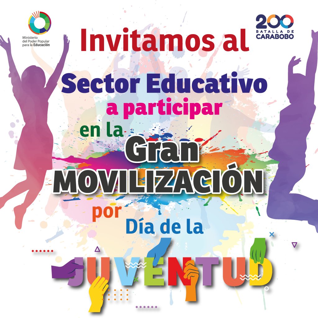 mineducacion_ve's tweet photo. ¡Epa chamo, es contigo!

Vamos a movilizarnos a las calles de la Gran Caracas, este sábado 12 de febrero en el marco del Día de la Juventud. 

¡Participa!

@NicolasMaduro @_LaAvanzadora https://t.co/ipAPOgvX6p