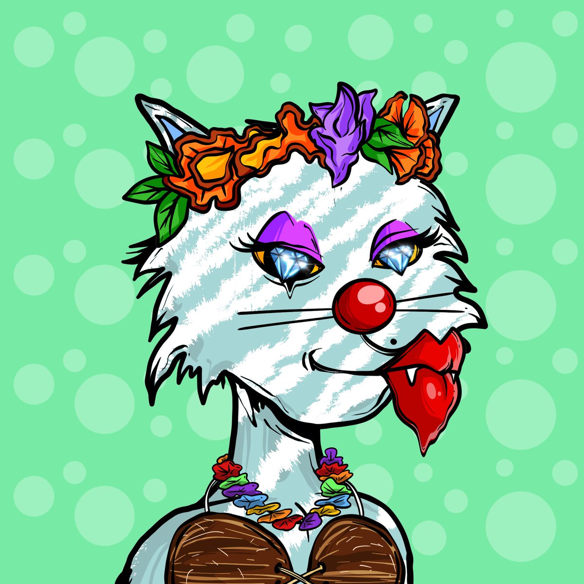 THChozenJuan's tweet photo. Meet #Daimana. This classy sassy aristocat stays blocking dudes and on the blockchain because she can only see diamonds and knows her worth. Which is RANK 729. This #PsychoMolly ain’t worried bout no #XStacy @Ugonzo_art @ElRealGenius #PsychoKitties https://t.co/5xIl29DECM