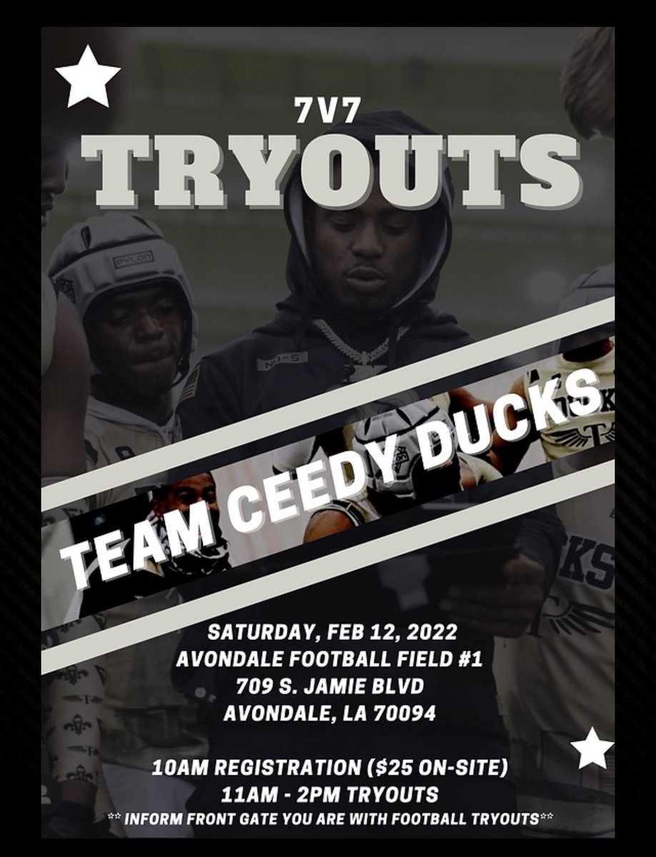 WE ARE LIVE TOMORROW FELLAS, ALL MY LOUISIANA HS KIDS LETS ROCK AND ROLL!! #TCD22 #Zone6 #DBU 🦆🏈

🚨🚨Go Register Now🚨🚨

cgj22.com/ceedyducks