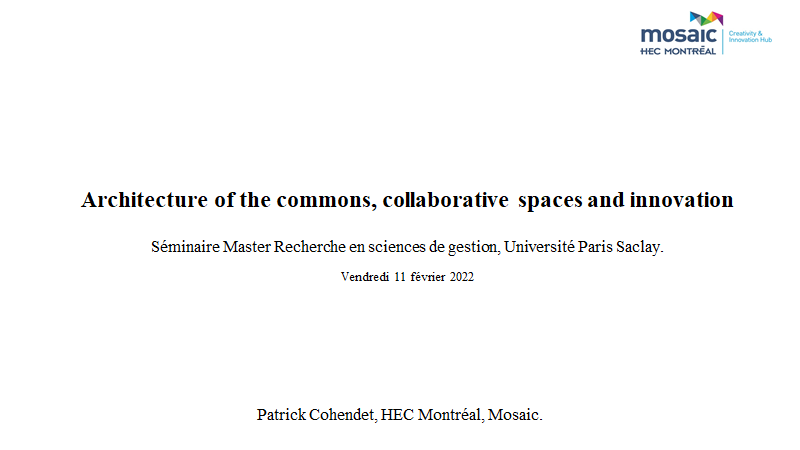 Intervention de Patrick Cohendet dans le Master #Recherche #sciencesdegestion de <a href="/UnivParisSaclay/">Université Paris-Saclay</a>.
On parle de #innovation et de #creativité au #canada, en #espagne, etc.
Passionnant 👏👏👏!
<a href="/JPhDENIS/">Jean-Philippe Denis</a>