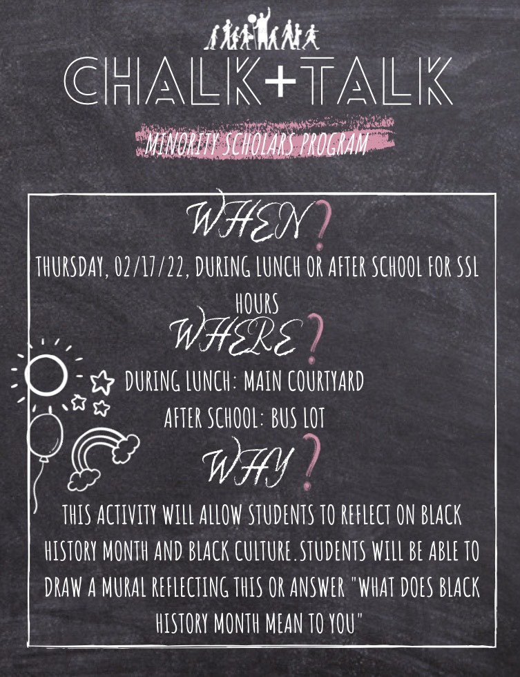 Another fantastic way to celebrate #BlackHistoryMonth <a href="/Cburg_Coyotes/">Clarksburg HS 🐺</a>! Mark your calendar for our chalk&amp;talk!