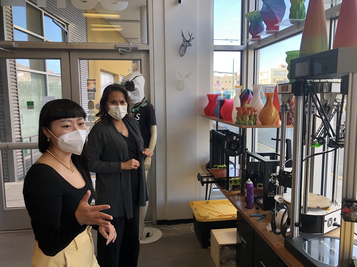 FabLabEP's tweet photo. Wonderful visit from Congresswoman Escobar to our makerspace to discuss federal funding to strengthen DEI in technology through opportunities such as the @NASA IE Community Anchor designations. Thanks for voting to support and expand STEM in our region. 🇺🇸 #FabLabEP #NASAPartner https://t.co/JvWfNZcWwJ
