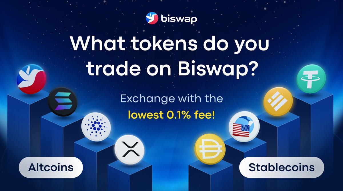 Biswap_Dex's tweet photo. 👑TOP Tokens on Biswap👑

There are many top tokens on @Biswap_Dex:

💵Altcoins:
$BSW $SOL $XRP $ADA

💲Stablecoins:
$USDT $BUSD $UST $DAI

What tokens do YOU trade on Biswap❓
💬Tell us in the comments below the post!

Trade with the lowest fee of 0.1%:
👉https://t.co/ucMxlqduIZ https://t.co/3gPvggHrKd