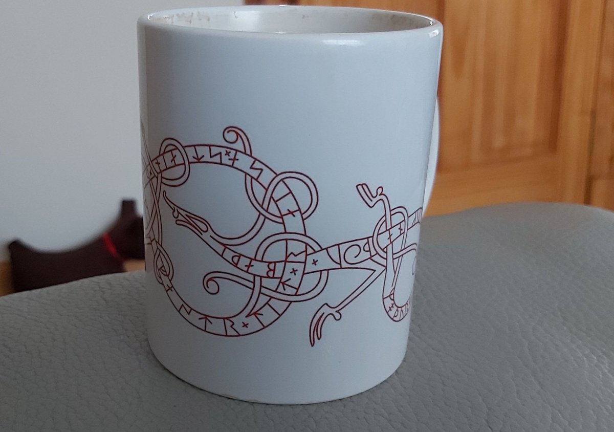 FindlaySteph's tweet image. Bruised back after treatment through deep tissue massage been a struggle to get anything done today. So a coffee out of my Näsby Runestone mug I made (and sell these) has helped just pondering if the runemaster Fot that created this and other runestones ever had a injury day. 🤔