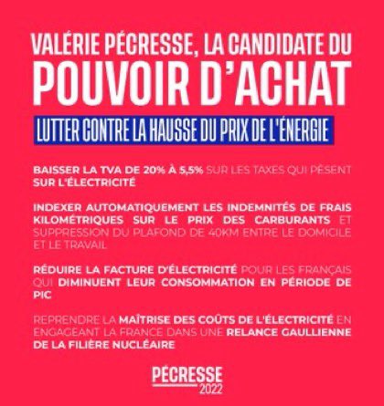 romeo_frot's tweet photo. 🔴 #Presidentielle2022 :
@vpecresse est la candidate du pouvoir d’achat !
✅ Accompagnement des familles précaires
✅ Lutte contre la 📈 du prix de l’énergie
✅ Prioriser la jeunesse
✅ Le travail qui paye + que l’assistanat
🗳 Le temps de l’alternance est venu ! #Pecresse2022 https://t.co/khIM4EL9FN