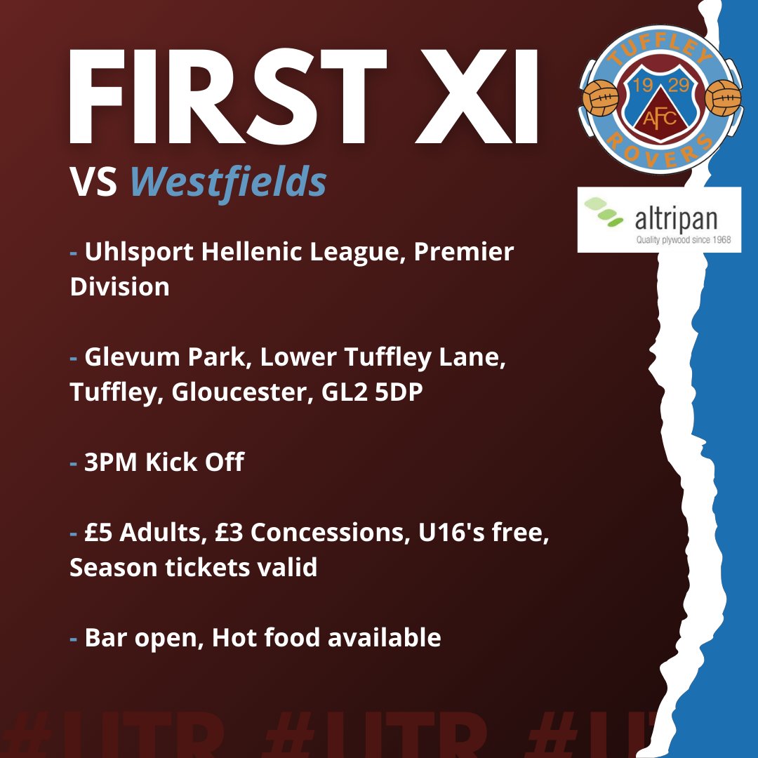 TOMORROW

Tomorrow we welcome <a href="/Westfieldsfc1/">Westfields FC</a> in the <a href="/HellenicLeague/">Hellenic League</a>.

The visitors will be out for revenge after we we picked up the away win earlier this season.

It's set to be a great game so please do come and show your support.

Match sponsored by <a href="/ALTRIPAN1/">ALTRIPAN</a> 

#UTR