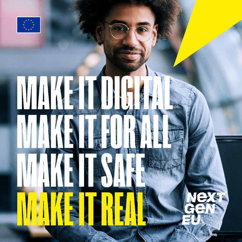 EU_Commission's tweet photo. With #NextGenEU, we will have:

🏡 Smart cities
🔒  Safer online shopping
⚡ 5G and ultrafast EU-wide broadband
🧠 Developments in AI to fight climate change, improve healthcare, transport and education

Are you with us?

More👉https://t.co/39O6LwdkZ2

#MakeItReal #MakeItDigital