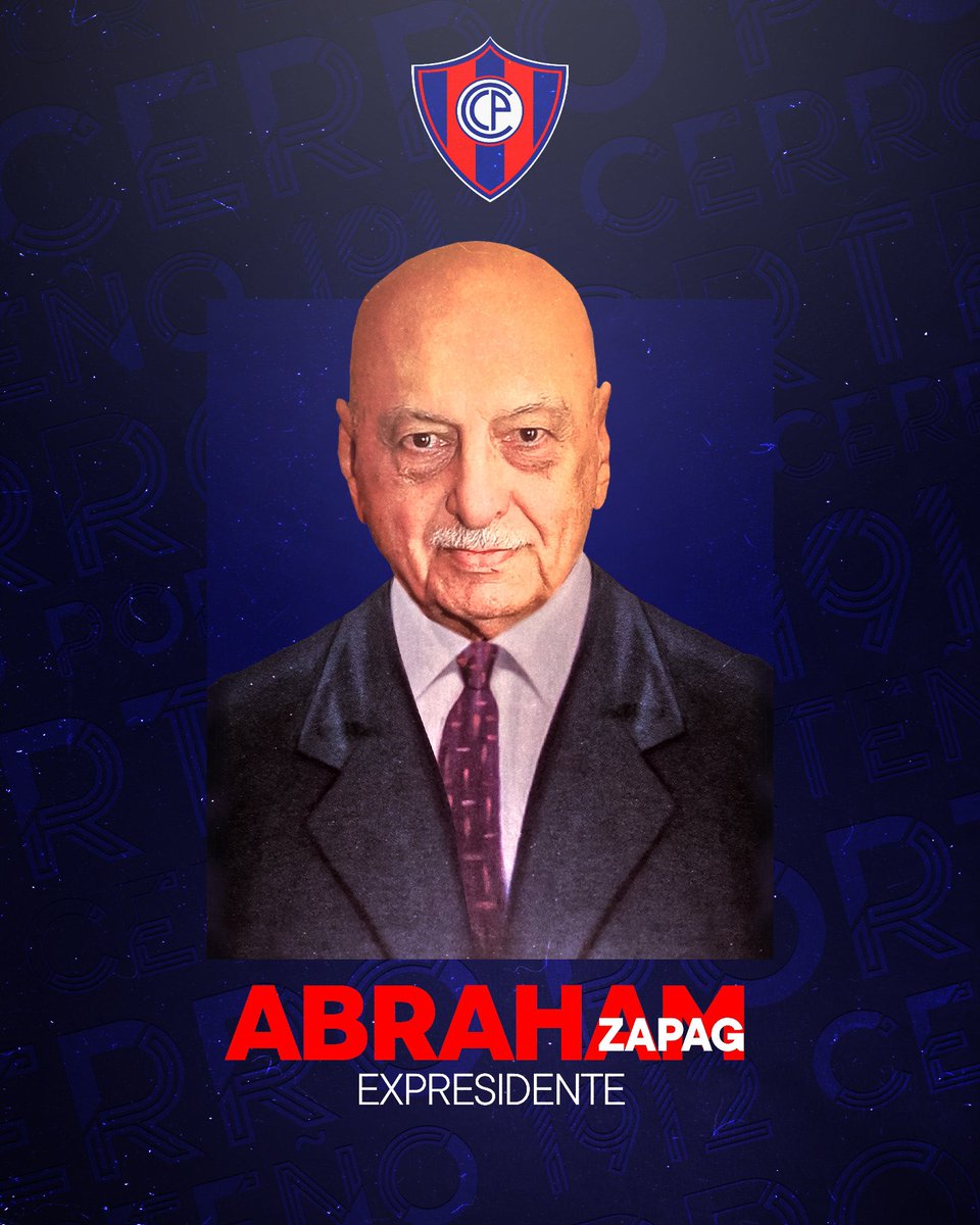 CCP1912oficial's tweet photo. Un día como hoy, nacía el ex presidente Abraham Zapag, quien estuvo al mando del Ciclón entre los años 1974 y 1982.

¡Don Abraham siempre dio todo por nuestro querido Cerro Porteño! https://t.co/rQBT1Exm6c