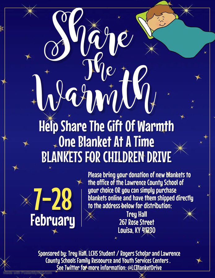 vernonhallLC's tweet photo. Trey Hall is working in conjunction with Lawrence County Family Resource and Youth Service Centers on the “Blankets for Children Drive.” Thank you for giving a child the gift of warmth and for being @All_in_LC  Please click/read below to see how you can help @LCBlanketDrive … https://t.co/SnAB8073dR