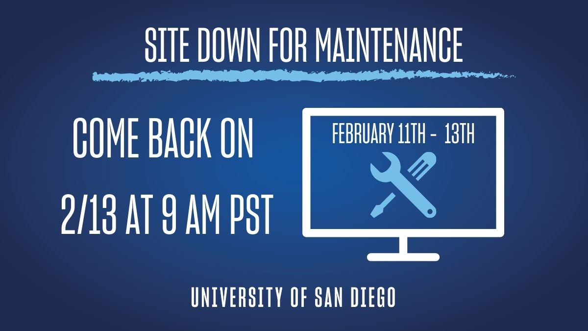 The Torero Network will be down for scheduled site maintenance starting on Friday, February 11th at 7 PM PST. Please return to our site at 9:00 AM PST on February 13th for all of your Torero Network needs. We apologize for the inconvenience.