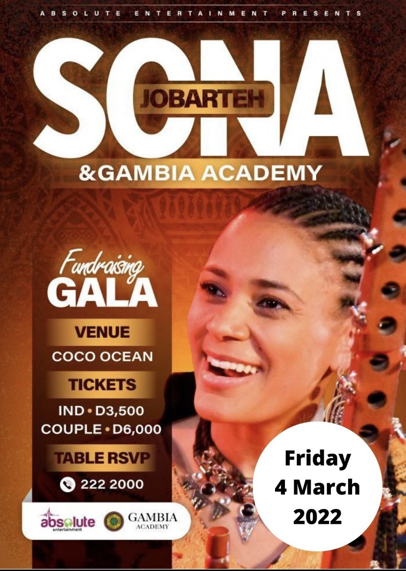 I’m crazy happy &amp; excited to finally be performing on home ground in The Gambia - coming up on Friday 4 March at 8pm (GMT). This is most importantly a FUNDRAISER performance for The Gambia Academy and will feature a great performance by the students of the academy