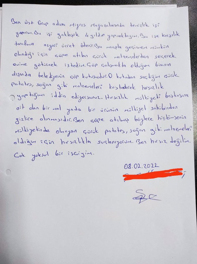 "Ben hırsız değilim, çok yoksul bir işçiyim."