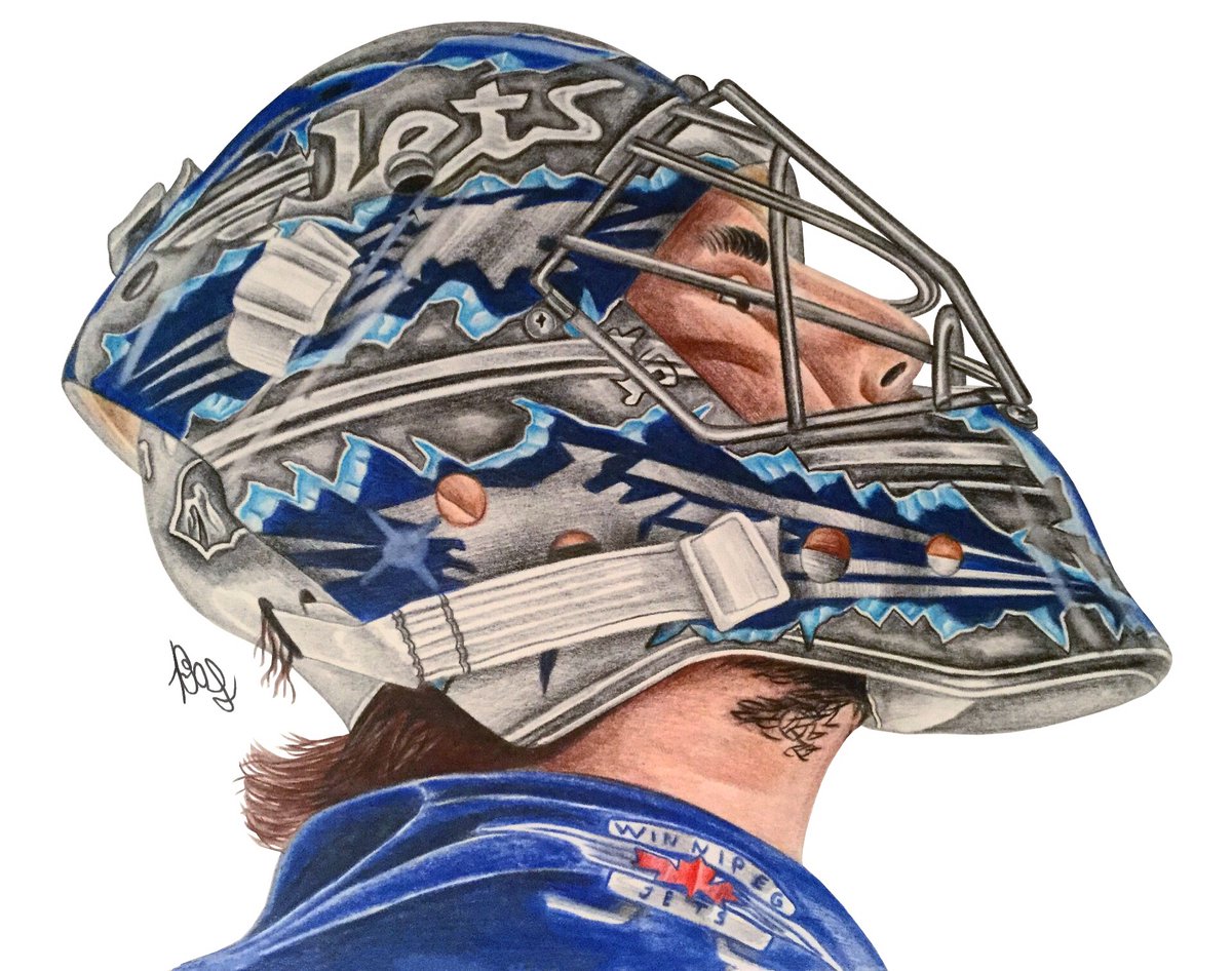 Connor Hellebuyck Colored Pencil Drawing by Brendan Schmucker - (BSketches) <a href="/NHLJets/">Winnipeg Jets</a> <a href="/NHL/">NHL</a> @NHLNetwork <a href="/NHLdotcom/">NHL.com</a> #connorhellebuyck #winnipegjets #Jets #letsgojets #nhlstars #NHL #hockey #sports #art #artwork #drawing #coloredpencil #bsketches #bsketchesart