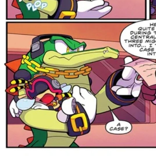 AcquaintSTHFan's tweet photo. @IDWSonicNews @SpiritSonic @virtanderson @Ziggyfin Vector holding Charmy like that is just so adorable! https://t.co/DAGrweFEtL