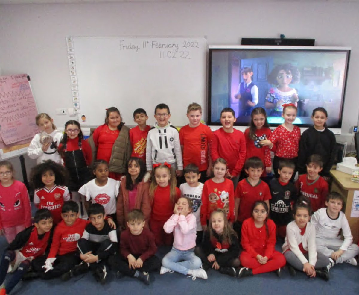 Children came into school today dressed in red and pink to celebrate Valentine's Day