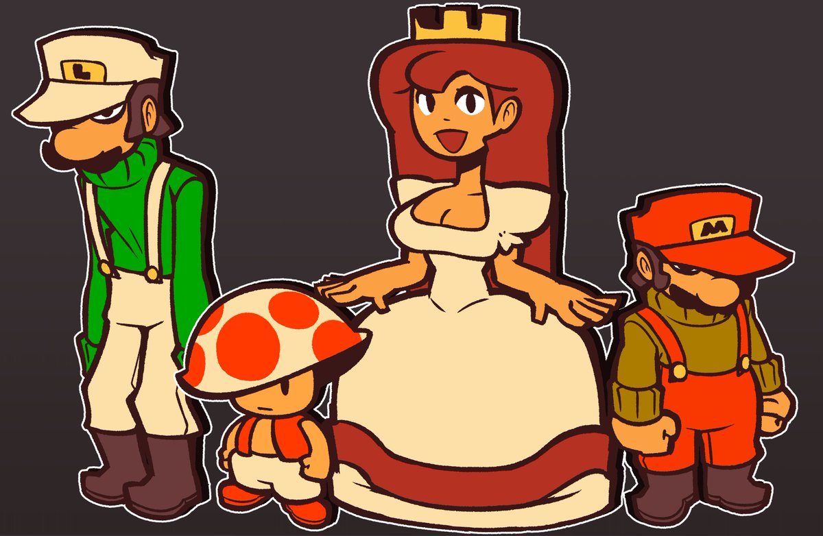 I drew Mario, Luigi Peach and Toad based completely off there Super Mario B...