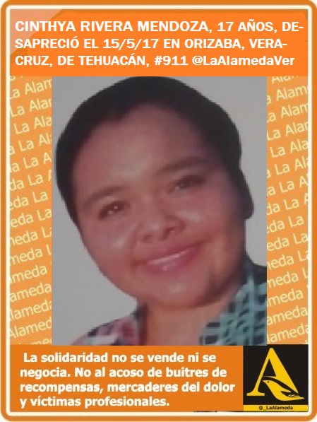 LaAlamedaVer's tweet photo. #TeBuscamos Cinthya Rivera Mendoza, 17 años, 15/5/17 #Orizaba #Veracruz, de #Tehuacán #911 https://t.co/gAjX4qbqbH