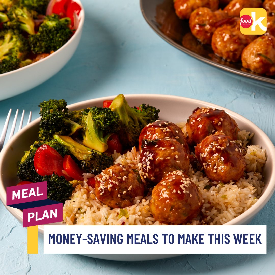 fnkitchen's tweet photo. Save some 💰 this week with meals that use affordable ingredients but aren't missing ANY flavor! From Chicken Teriyaki Meatballs to Spinach and Mushroom Breakfast Sandwiches, our new plan on the #FoodNetworkKitchen app has you covered. Check it out ASAP: https://t.co/mFLKfekgY2. https://t.co/EkbFPBfJsb