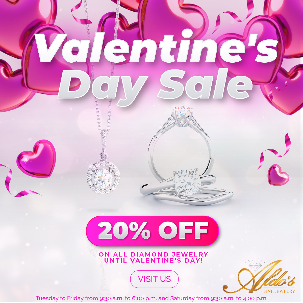 aldosfinejewel's tweet photo. Time is running out, but you still have the chance to find the perfect gift for your Valentine! 💖
Visit us today until 6:00 PM and find the perfect jewelry to express your love with a 20%Off!! 🤩 ✨
#diamonds #jewelrygifts #stullerinc #everandeverbride #orlandojewelry https://t.co/PXYkbo9al6