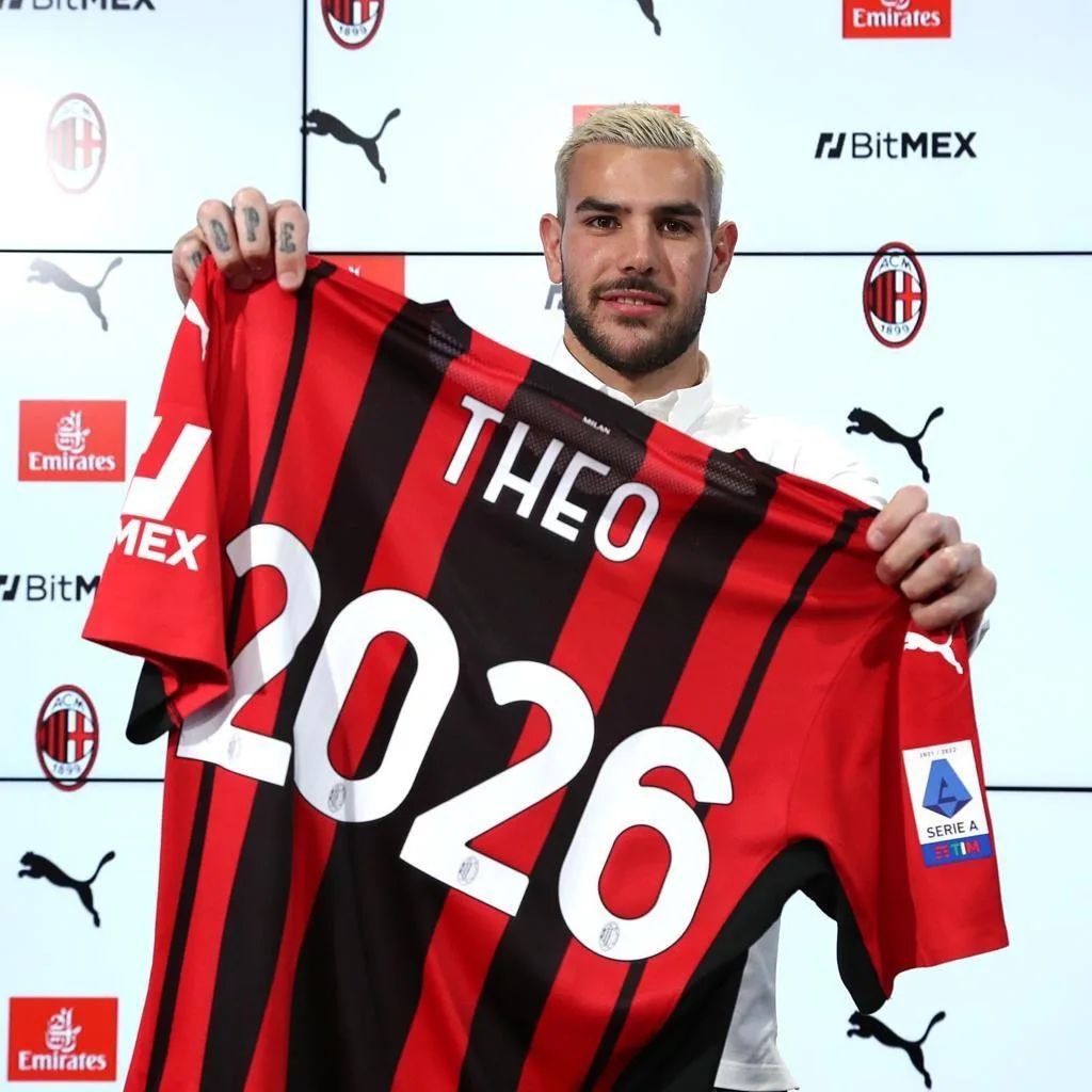 Theo Hernandez Official AC Milan Signed Shirt, Renewal 2026, 49% OFF