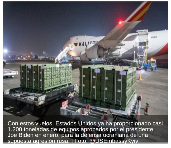annenviva13's tweet photo. #Ucrania anuncia llegada 2 aviones más de #EEUU cargados de misiles Javelin, granadas y otras municiones para Fuerzas Armadas ucranianas pese a  avisos de Rusia de que no invadirá ese país y de que la militarización de Kiev no hace más que poner en peligro la seguridad regional https://t.co/5LC7HCwO8n