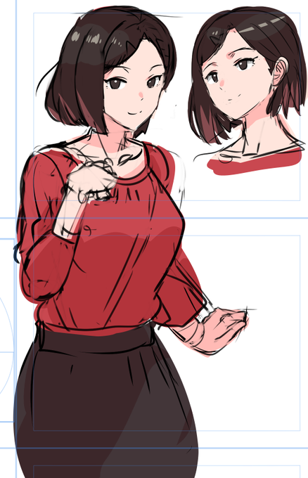 「red sweater skirt」 illustration images(Oldest)｜3pages