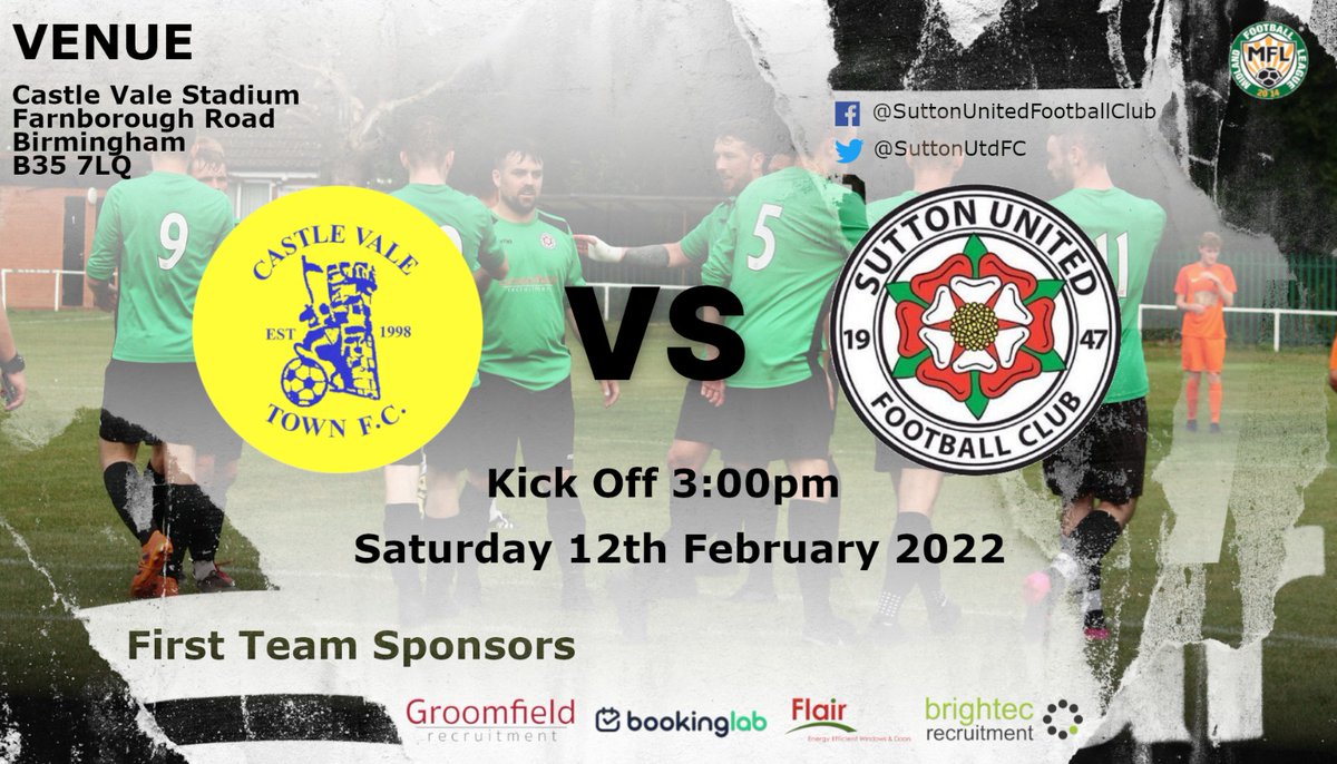 Sutton United FC (Birmingham) (@suttonutdfc) on Twitter photo π’β«β½ TOMORROW β½β«π’
<a href="/MidlandLeague/">Capelli Sport Midland Football League</a> Info:
β½οΈ <a href="/CastleVale1998/">Castle Vale Town</a> π <a href="/SuttonUtdFC/">Sutton United FC (Birmingham)</a>
β° 3pm
π Castle Vale Stadium, Farnborough, Birmingham, B35 7LQ
π 12/02/2022
π’ <a href="/Groomfield/">Groomfield Recruitment</a> <a href="/bookinglab/">bookinglab</a> <a href="/brightjob/">BrightExecRecruit</a> <a href="/FlairWindows/">Flair Windows</a>
#οΈβ£ #NonLeague
π’β«οΈ π’β«β½ TOMORROW β½β«π’
<a href="/MidlandLeague/">Capelli Sport Midland Football League</a> Info:
β½οΈ <a href="/CastleVale1998/">Castle Vale Town</a> π <a href="/SuttonUtdFC/">Sutton United FC (Birmingham)</a>
β° 3pm
π Castle Vale Stadium, Farnborough, Birmingham, B35 7LQ
π 12/02/2022
π’ <a href="/Groomfield/">Groomfield Recruitment</a> <a href="/bookinglab/">bookinglab</a> <a href="/brightjob/">BrightExecRecruit</a> <a href="/FlairWindows/">Flair Windows</a>
#οΈβ£ #NonLeague
π’β«οΈ