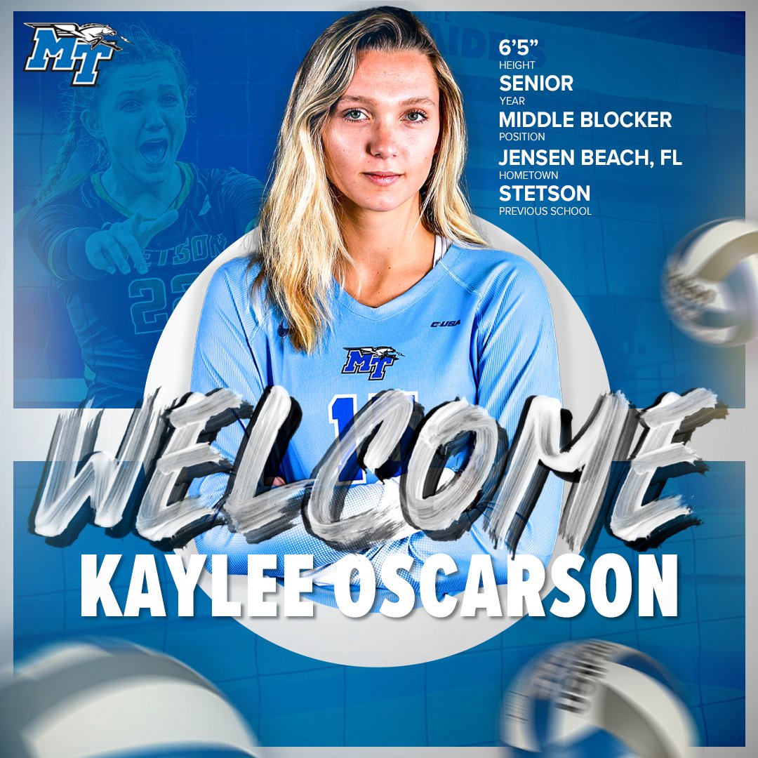 MT_Volleyball's tweet photo. Welcome to the '𝓑𝓸𝓻𝓸, @KayleeOscarson! 🔒

"Kaylee is a natural blocker that will frustrate opposing offenses. I am beyond excited to get Kaylee on campus and have the opportunity of investing in her life each day.” - HC Chuck Crawford

#BlueRaiders | #MT https://t.co/V6B0UITVm8
