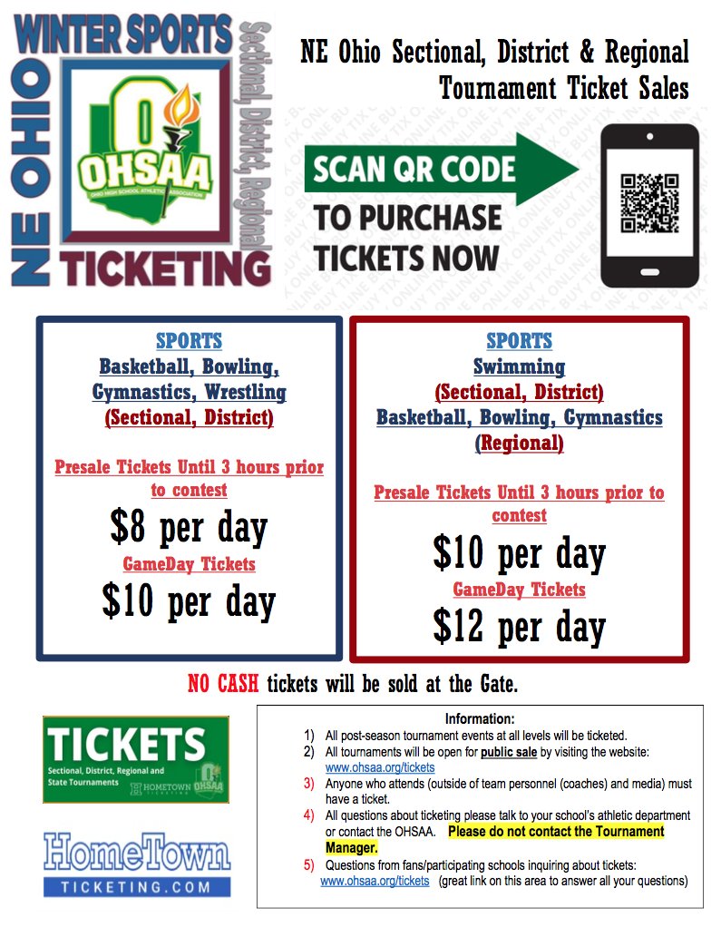 Tournament play gets going tomorrow with <a href="/girlsBwickBBall/">Brunswick Girls Basketball</a> home vs. Garfield Hts. (1:00pm), <a href="/swimdiveBHS/">Swim/Dive Coaches</a> Sectional Meet at CSU (12:00pm).  Reminder, all postseason tickets must be purchased through the <a href="/OHSAASports/">OHSAA Sports</a> <a href="/HomeTownTix/">Hometown</a> site at OHSAA.org/tickets #GoBigBlue