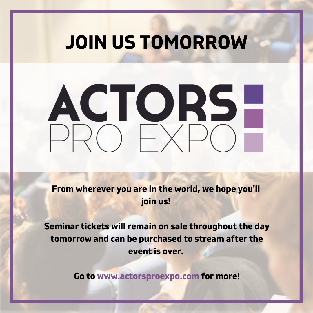 ActorsProExpo's tweet photo. It's almost here... we can't wait to connect with you all tomorrow!! 💜💜💜

#ActorsProExpoGlobal
https://t.co/xVjsHlcTOk https://t.co/UUYucjL86r