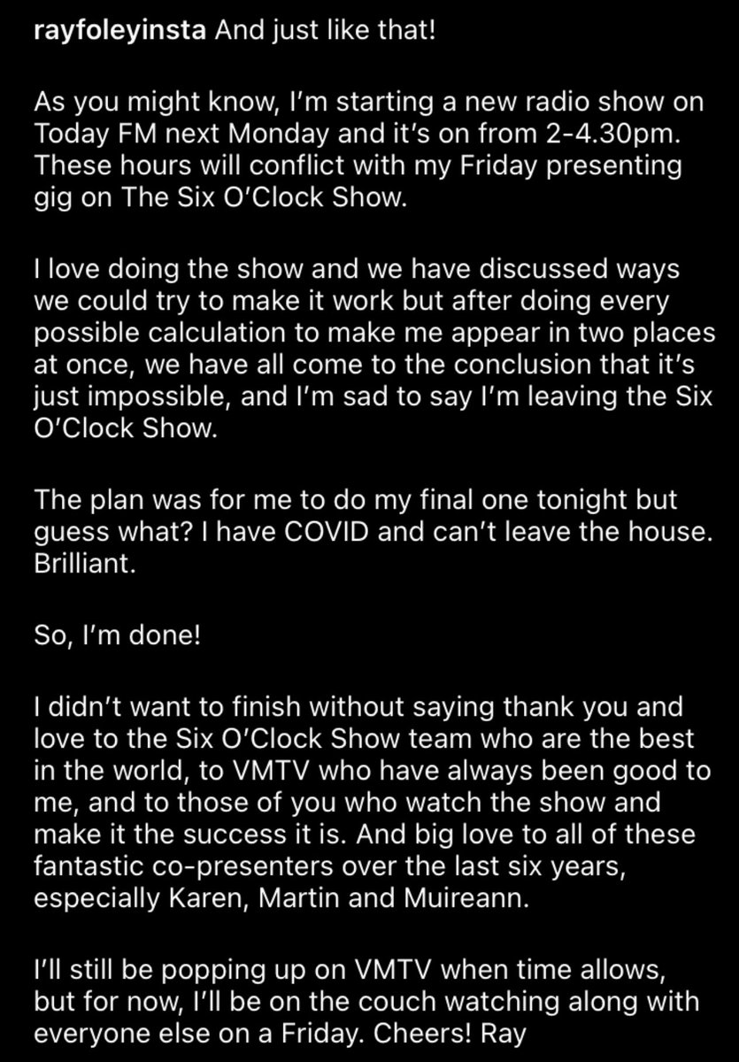 Saying goodbye &amp; love to the <a href="/SixOClockShow/">The Six O'Clock Show</a> for now. No sleep til Monday.