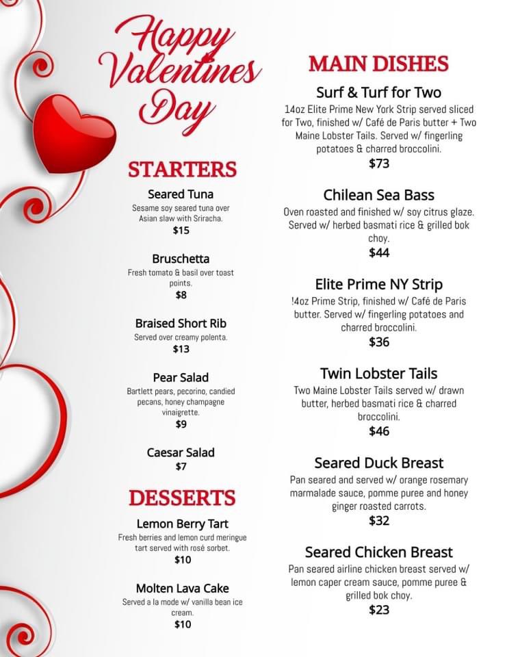 We have a great weekend in store at OHCC.  We have two nights of Valentine's Day dinner (Saturday and Monday) with Superbowl Sunday in the middle.  
Members are encouraged to make reservations, but they are not necessary.