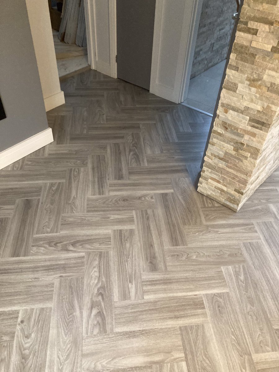 Beautiful cavalio grey ash laid today in herringbone design. Looks amazing  <a href="/CavalioFloors/">Cavalio Floors</a>
