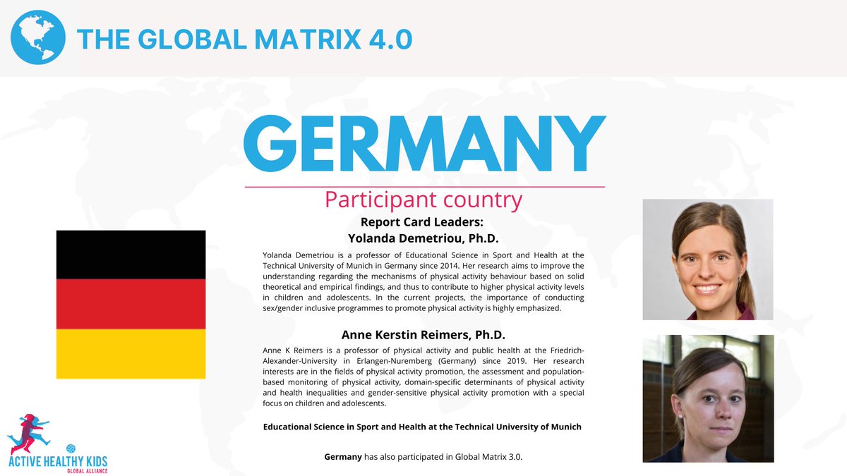 Meet our members! Today, to celebrate #WomenInScience, we are introducing you to <a href="/yolandademetri9/">yolanda.demetriou@tum.de</a> and <a href="/reimers_anne/">Anne K. Reimers</a>, the Report Card leaders for Germany! #GlobalMatrix #WomenInSTEM