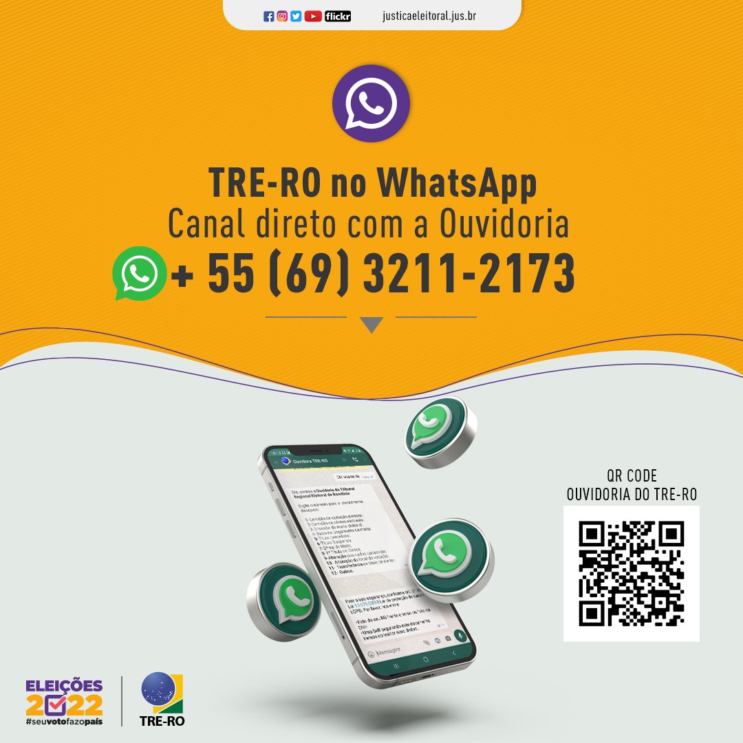 tre_ro's tweet photo. Conheça o Whatsapp Business do TRE-RO e compartilhe a novidade com seus familiares e amigos.
#trero https://t.co/g2jZ4ldxwA