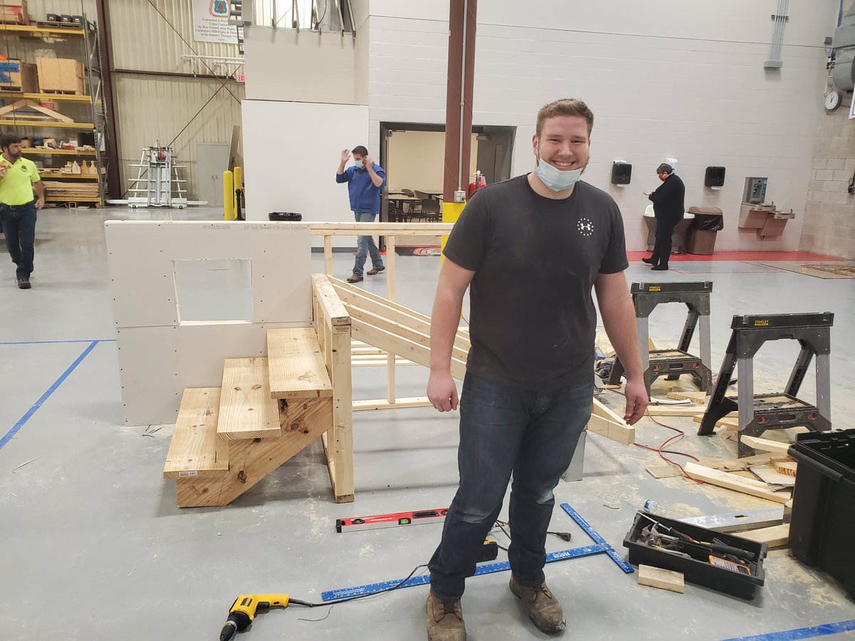 ConstructionLhs's tweet photo. LHS Senior Construction Academy student Anthony Smith to 2nd place in the Regional Carpentry competition which qualifies him for the state competition May 3rd! Congrats!! @LHSGalesOffice , @MrsDavisCTLHS , @LHS_Spang , @LHSMrKnuckles . https://t.co/tMJL9CpM3p