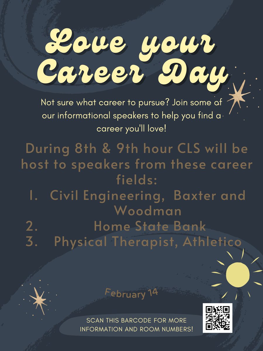 Not sure what career to pursue? Check out Periods 8 and 9. Join some of our informational speakers to help you find a career you'll love!